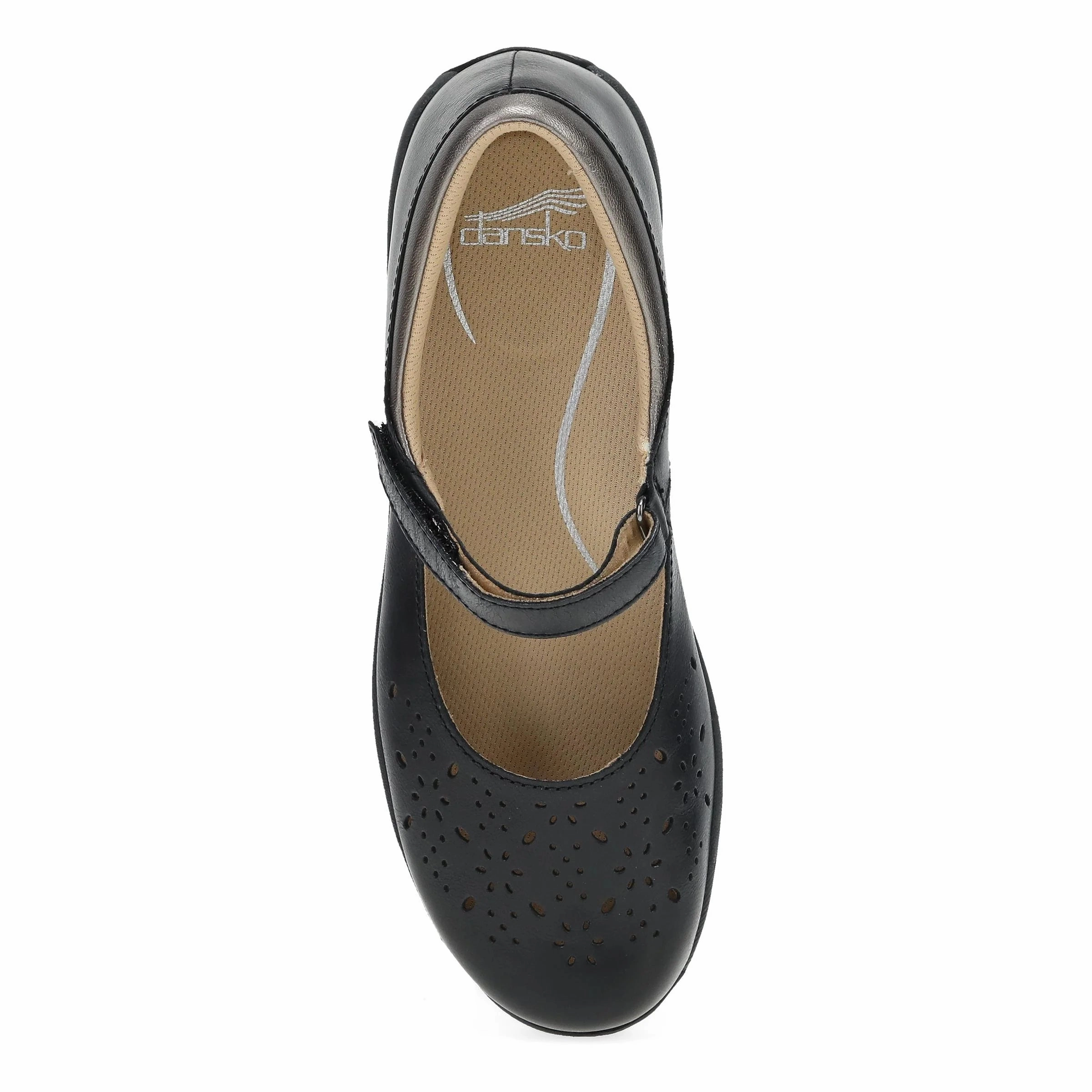 Riverstone Mary Jane Shoe Dansko Stacy Mary Jane Clog - Black Waxy Burnished