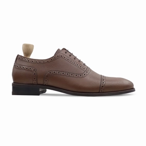 Ieper - Men's Brown Pebble Grain Leather Oxford Shoe Ladies Oxfords