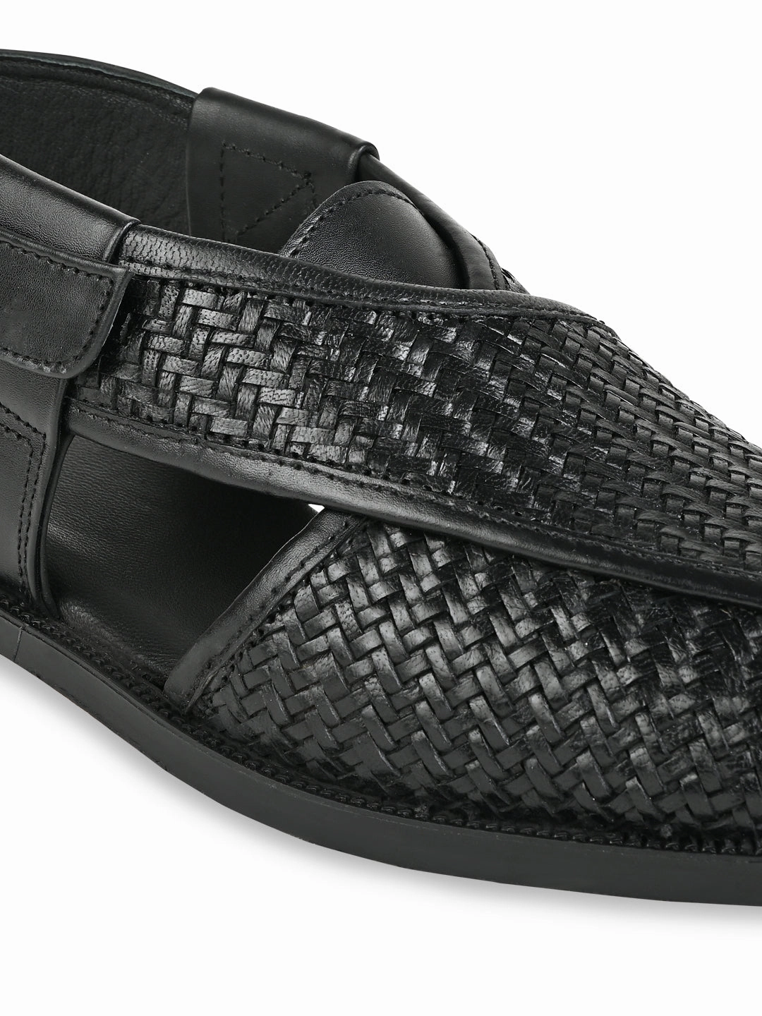 Sandals Cancun Mexico Imperio Black Men Woven Leather Slip On Sandals