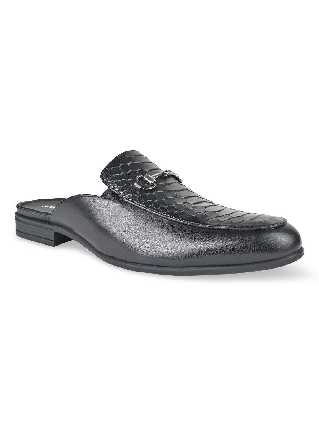 Block Heel Sandals Imperio By Regal Black Men Textured Leather Mules