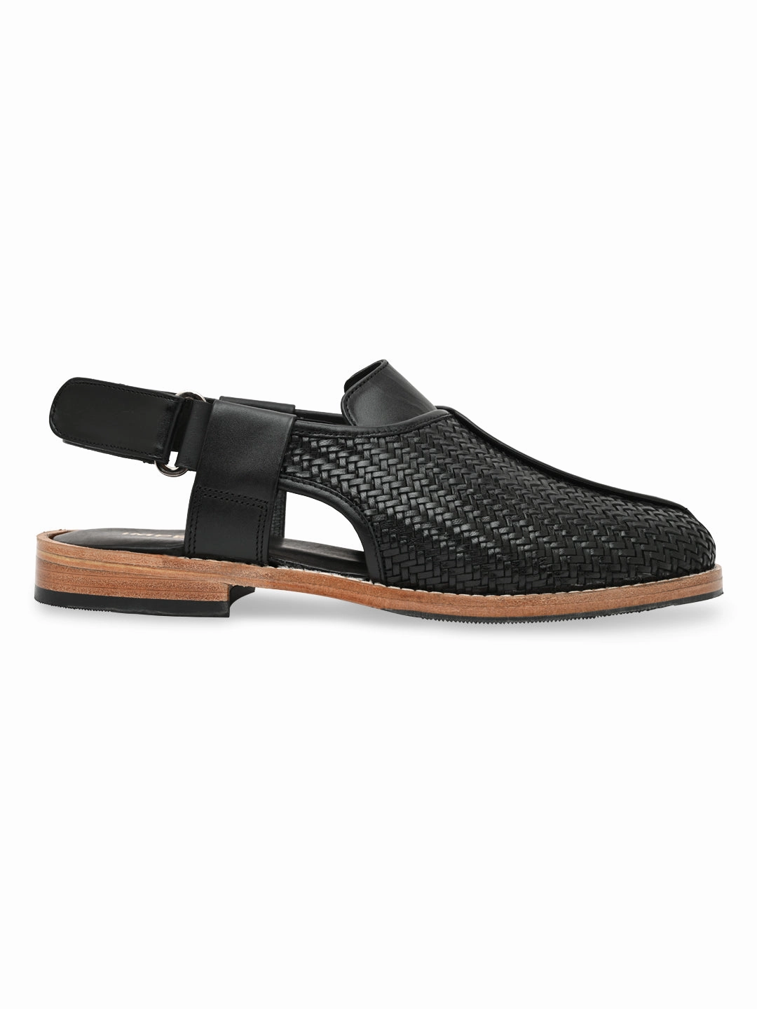 Imperio By Regal Black Mens Formal Woven Leather Slip On Sandals Church Sandals