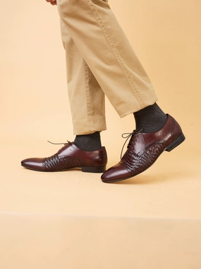 Greghost Leather Oxfords Imperio By Regal Brown Mens Formal Woven Leather Oxford Lace Ups