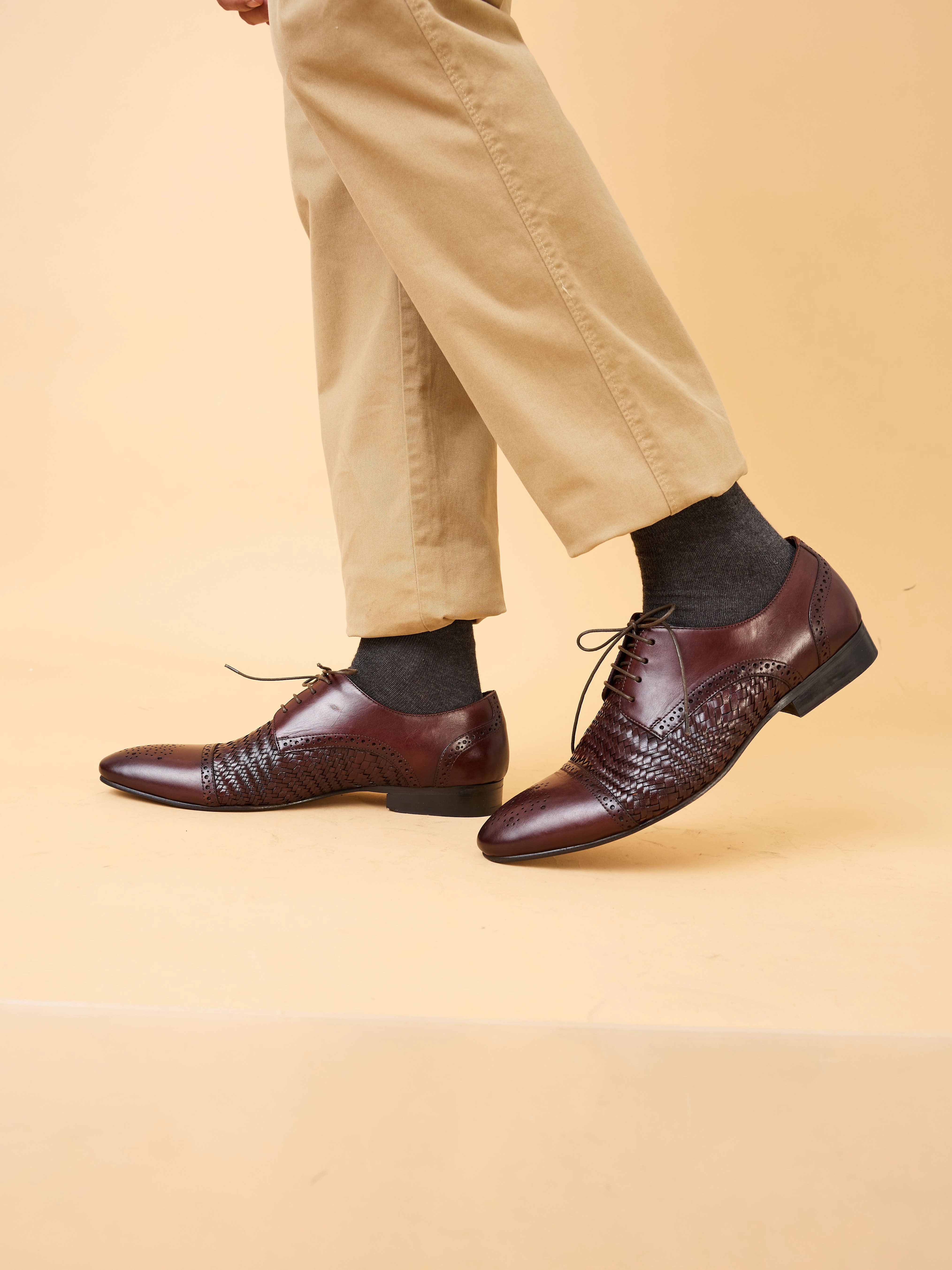 Martens Oxford Imperio By Regal Brown Mens Formal Woven Leather Oxford Lace Ups