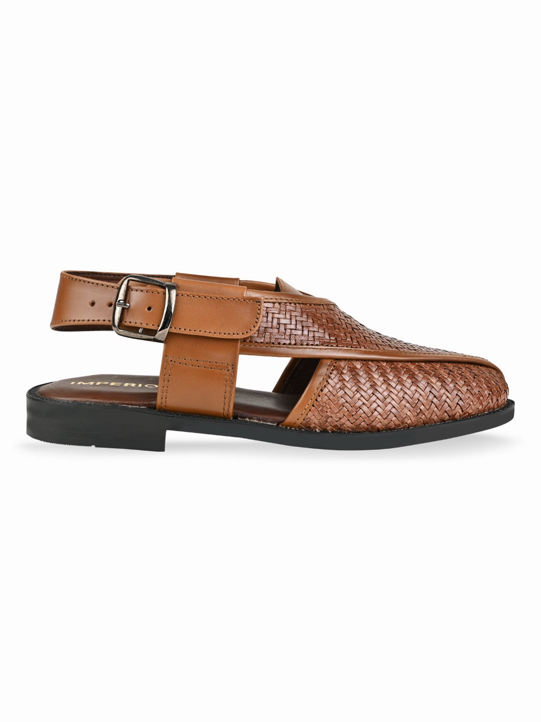 Strappy Casual Slip-on Flat Sandals Imperio Tan Men Woven Leather Slip On Sandals