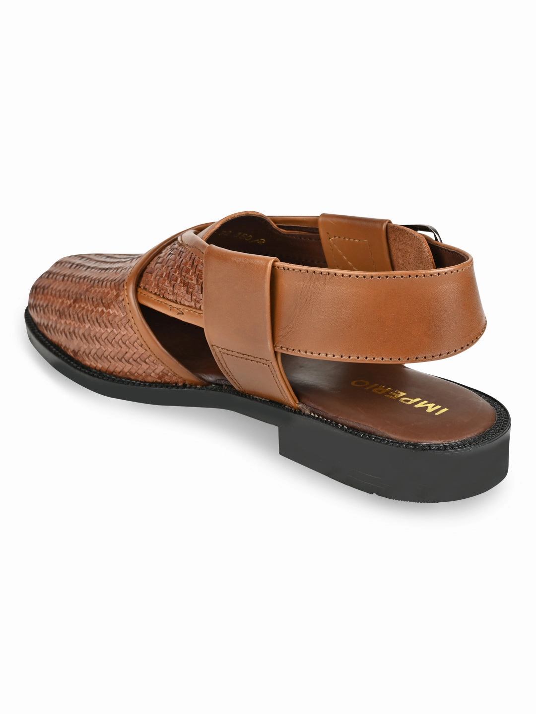 Imperio Tan Men Woven Leather Slip On Sandals Comfortable Wedge Heel Sandals