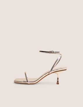 Natalya Silver Barely There Square Toe Stiletto Mid Heels Heels Shoes