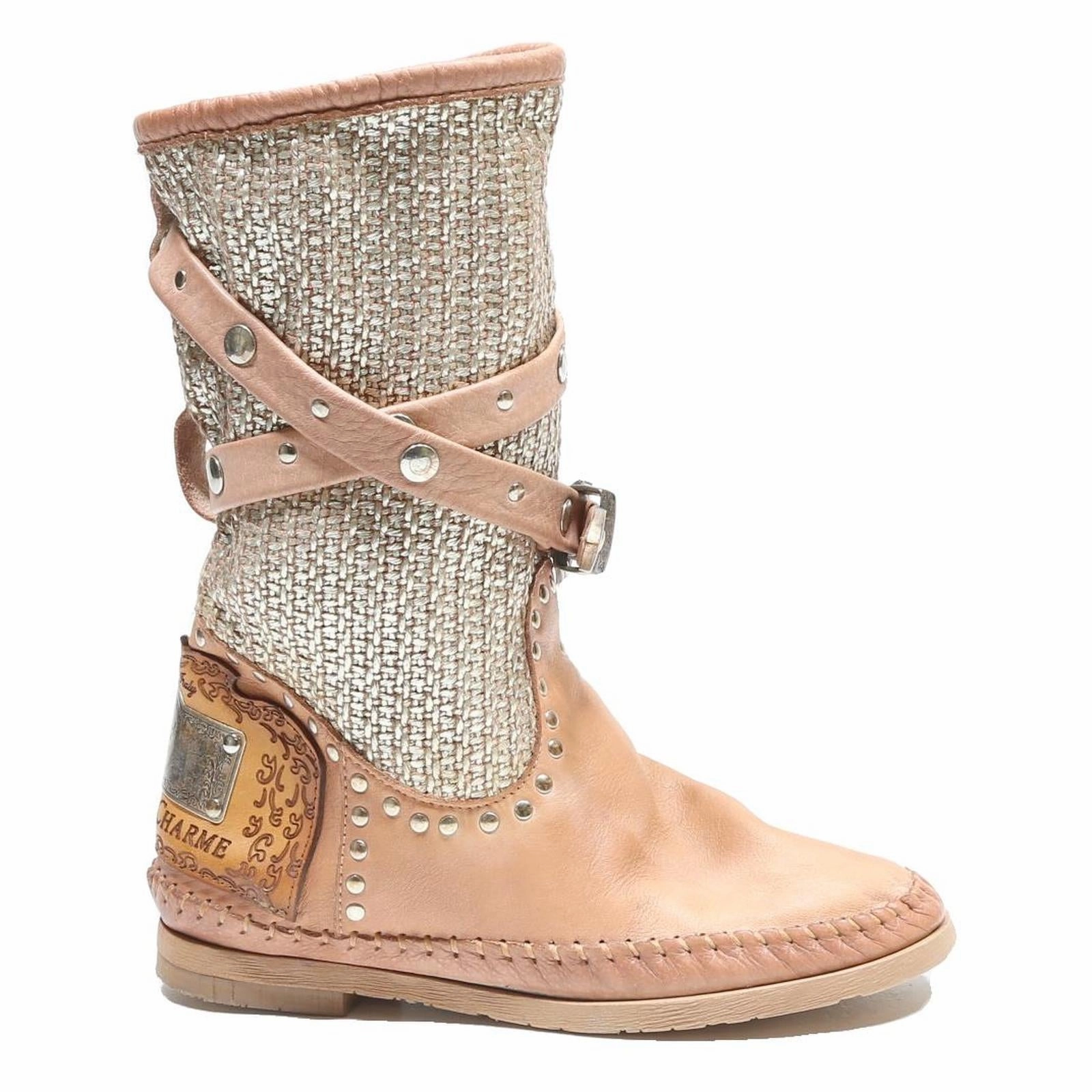 KARMA OF CHARME Womens Camel Beige & Metallic Synthetic Ankle Boots UK 4 Stylish Boots Paddocks