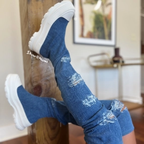 Knee High Go Go Boots LOOKS Denim