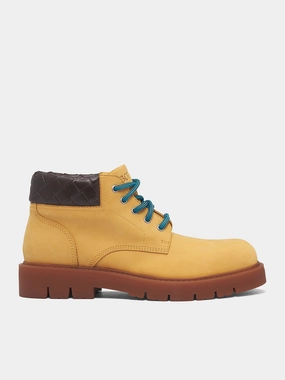 Good Waterproof Hiking Boots Intrecciato Leather Haddock Cropped Boot (841489-V3H61-7166-OCRE-FONDANT)