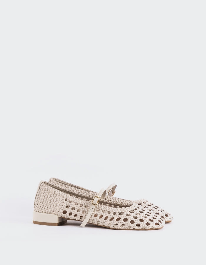 Izaro Off White Woven Mustang Shoes Mary Janes