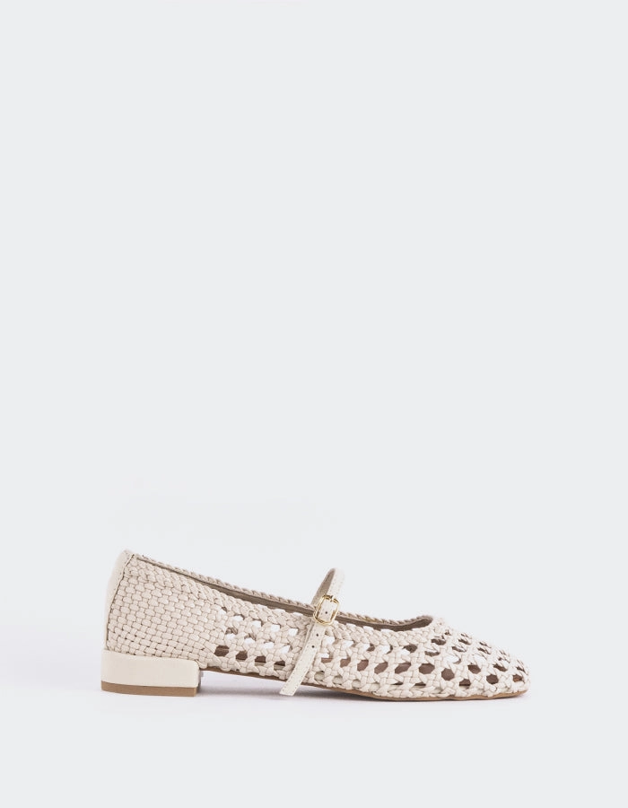 Izaro Off White Woven Mary Jane Type Of Shoes