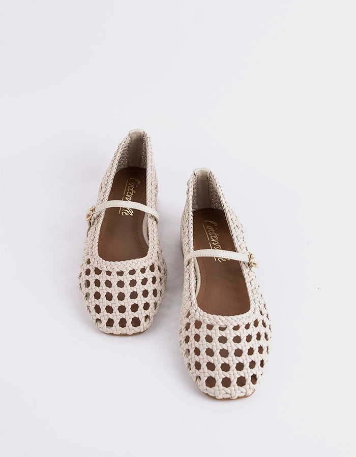 Nappa Lux Platform Mary Jane Shoes Izaro Off White Woven