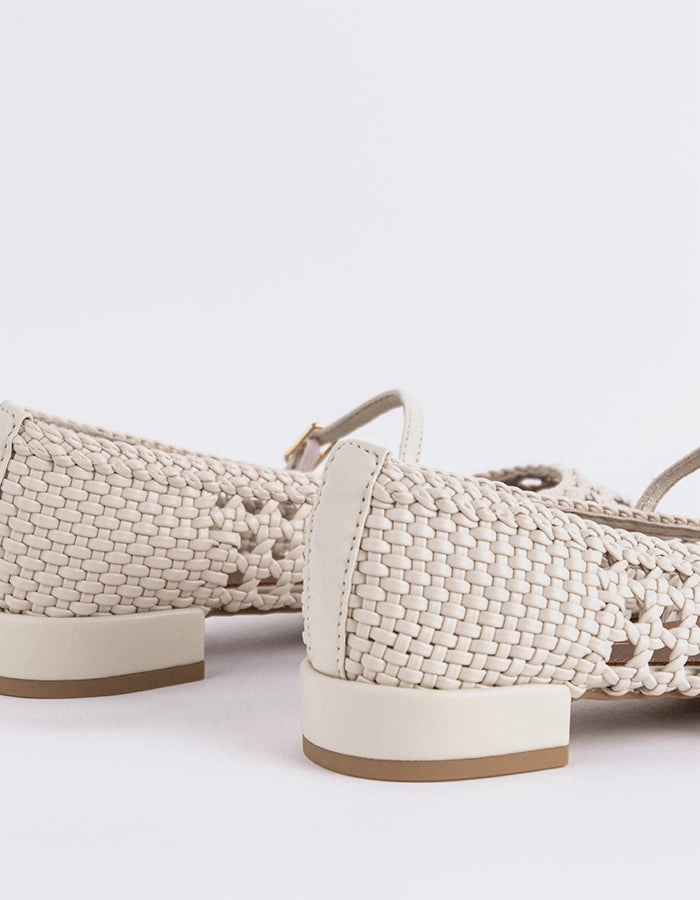 Izaro Off White Woven Mary Jane Doc Martens