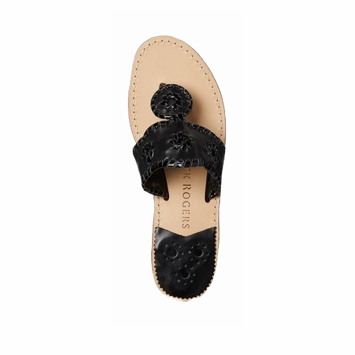 Jack Roger Ladies Slip On Black with Patent Sandals 1219SN0001004-BLKP Flip Flops Cork Sole