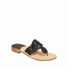 Kristen Stewart Flip Flops Jack Roger Ladies Slip On Black with Patent Sandals 1219SN0001004-BLKP