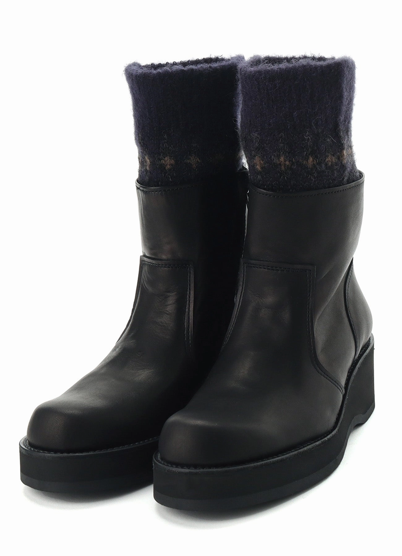 Hogan Suede Chelsea Boots JACQUARD KNIT LEATHER COMBI NORDIC KNITTED BOOTS