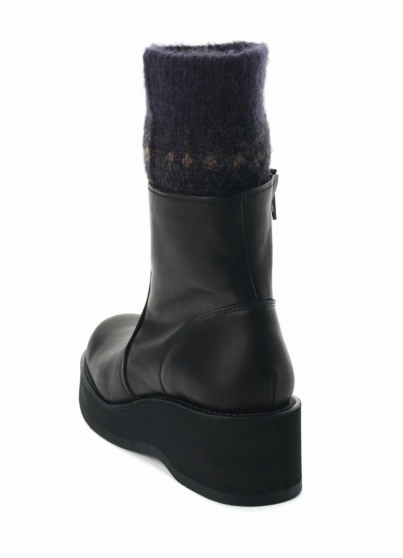 JACQUARD KNIT LEATHER COMBI NORDIC KNITTED BOOTS Insulated Waterproof Chelsea Boots