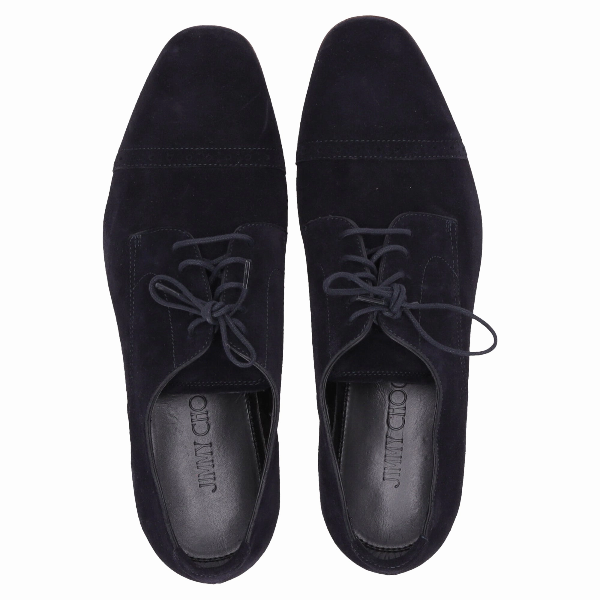 Jimmy Choo Laced Derby Shoes in Navy Blue Suede Mid Heel Lace Up Shoes