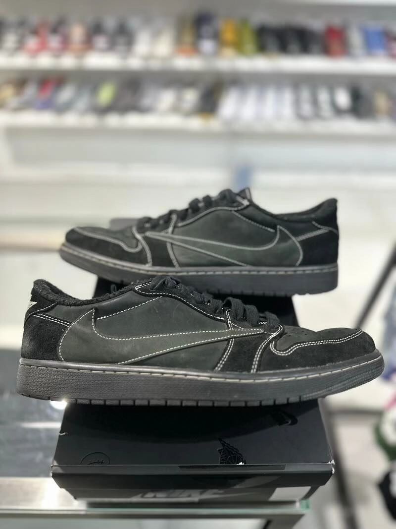 Cole Haan Leather Sneakers Jordan 1 Retro Low OG SP Travis Scott Black Phantom - Pre-Owned Size 12.5