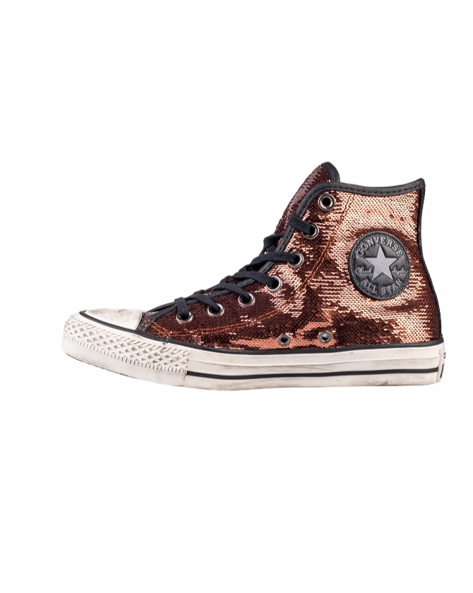 Back Open Sneakers Converse scarpa sneakers da donna con payette Distressed 559039C bronzo