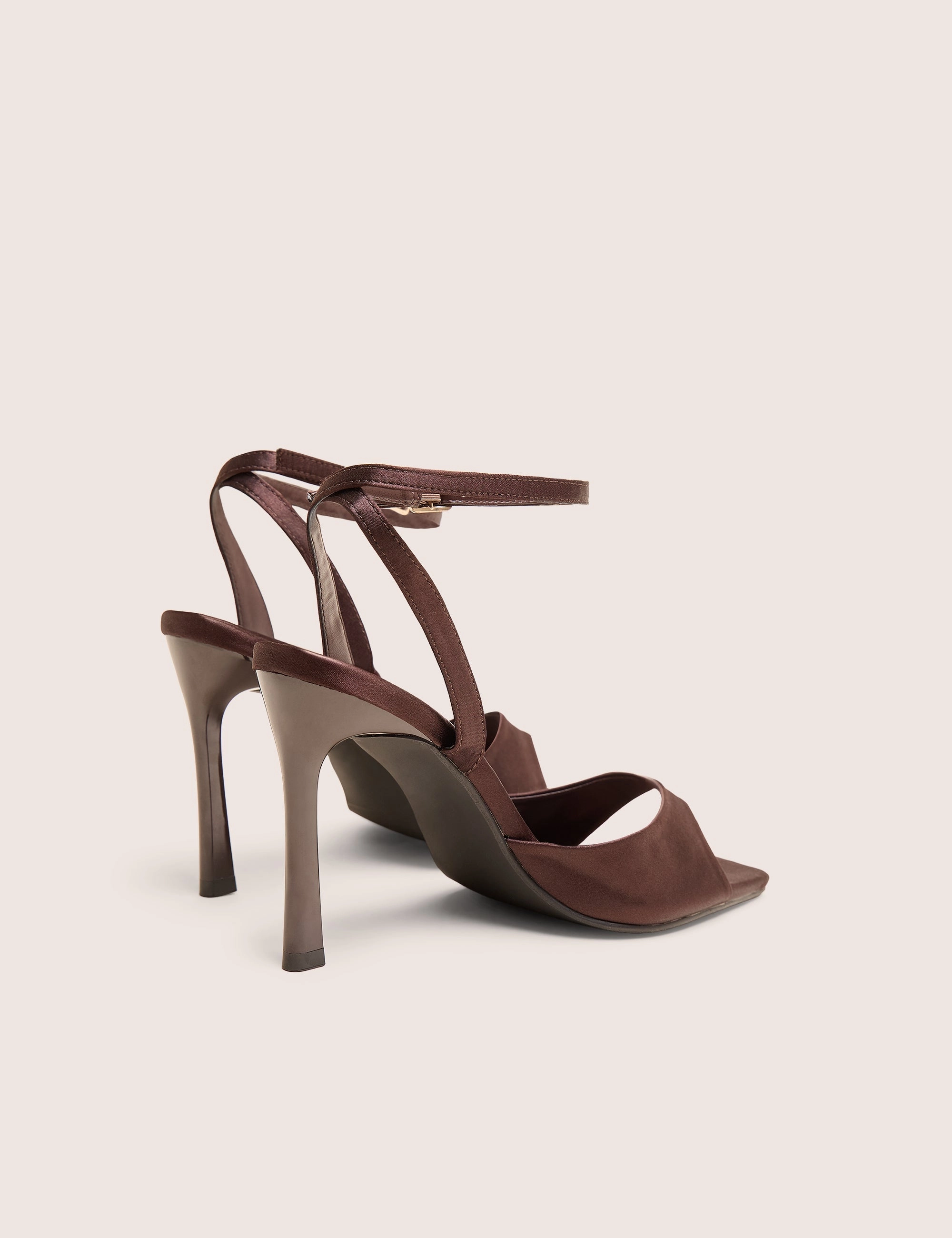 June Brown Ankle Strap Peep Toe Heels Italian Leather High Heels