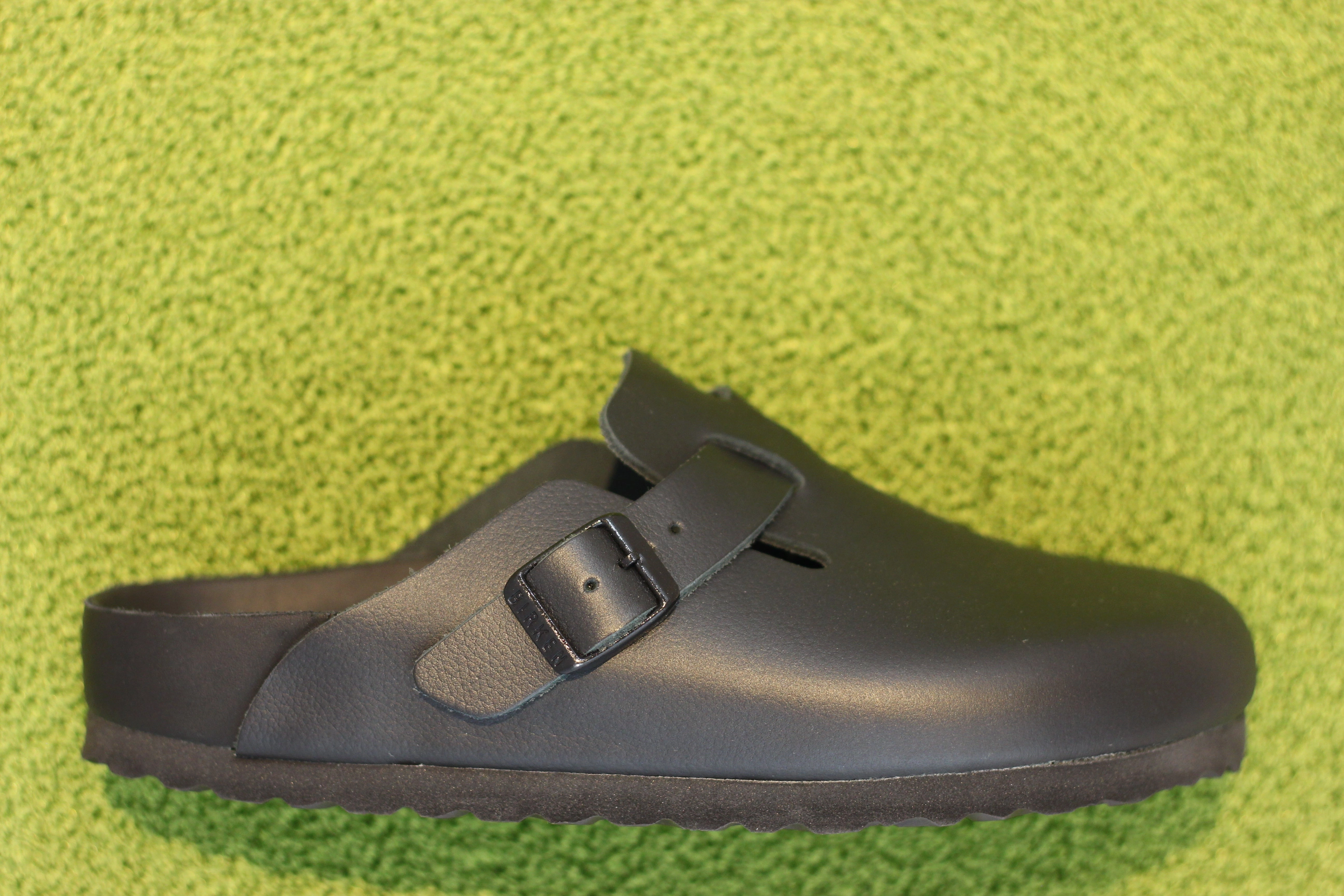 Women's Boston  Exquisite Clog - Black Leather Slip On Non Slip Work Shoes