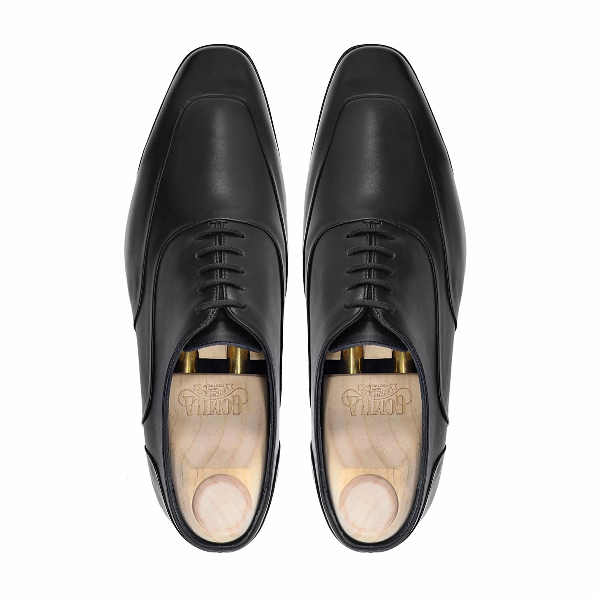 High Heel Saddle Oxfords Kabe - Men's Black Calf Leather Oxford Shoe