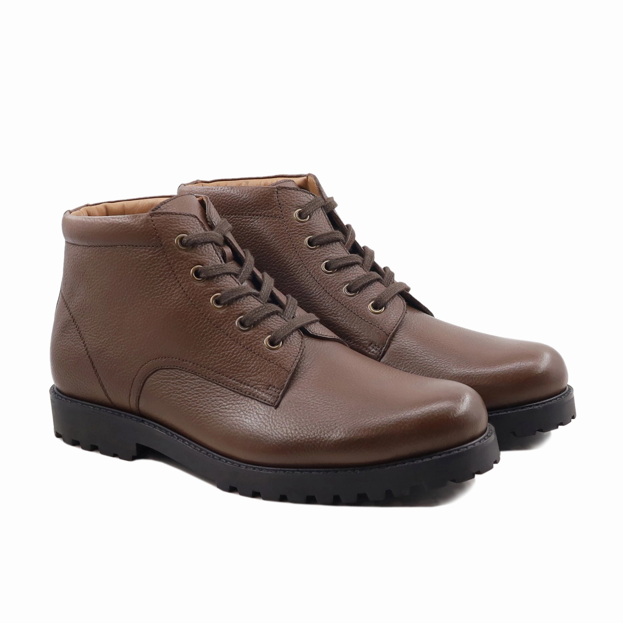 Karth - Men's Brown Pebble Grain Leather Boot Cherry Boots