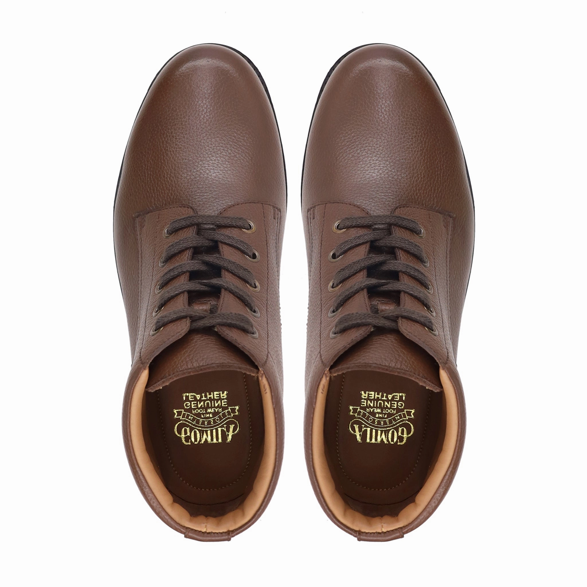 Chunky Heel Boots Karth - Men's Brown Pebble Grain Leather Boot