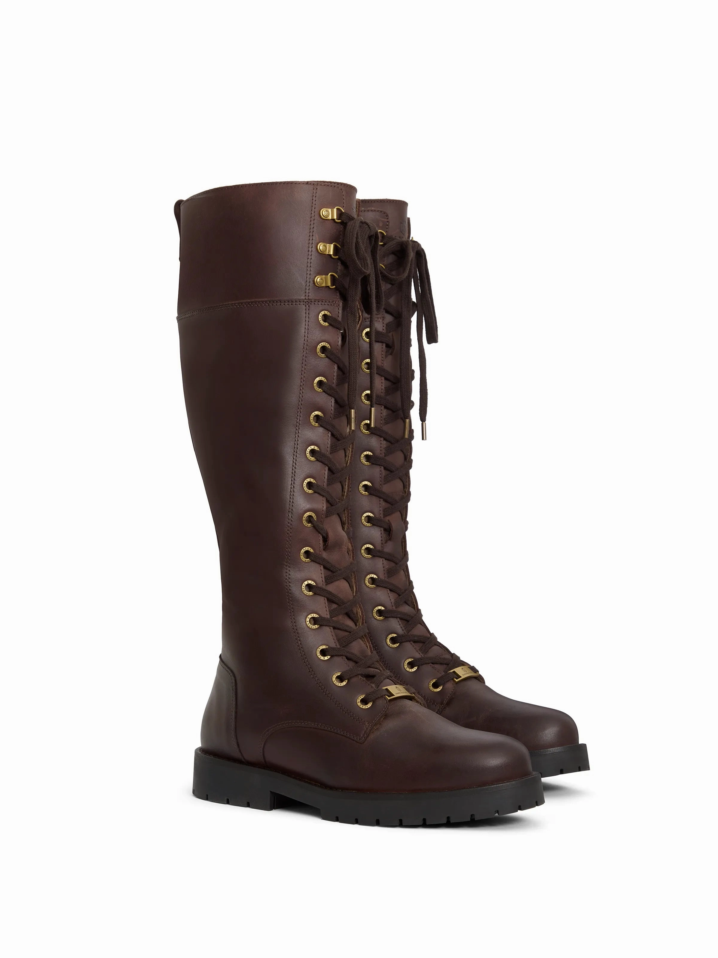 Knee High Shearling Lined Anglesey - Mahogany Leather Weather Boots