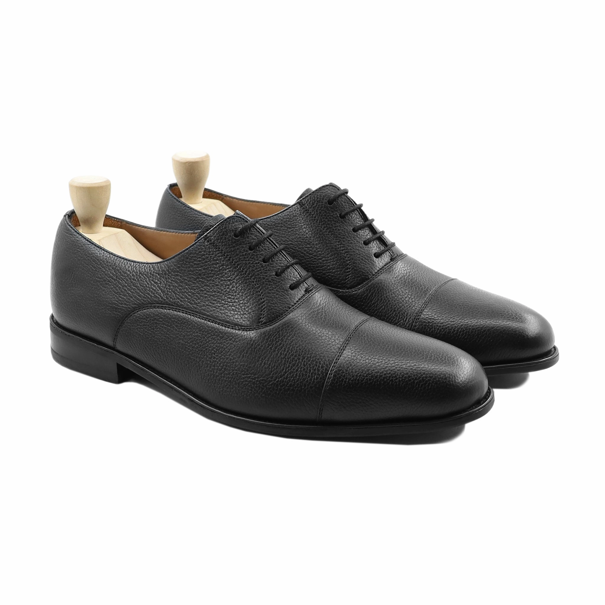 Kotka - Men's Black Pebble Grain Leather Oxford Shoe Braided Oxfords