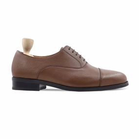 Lace Up Oxford Heels Kotka - Men's Brown Pebble Grain leather Oxford Shoe