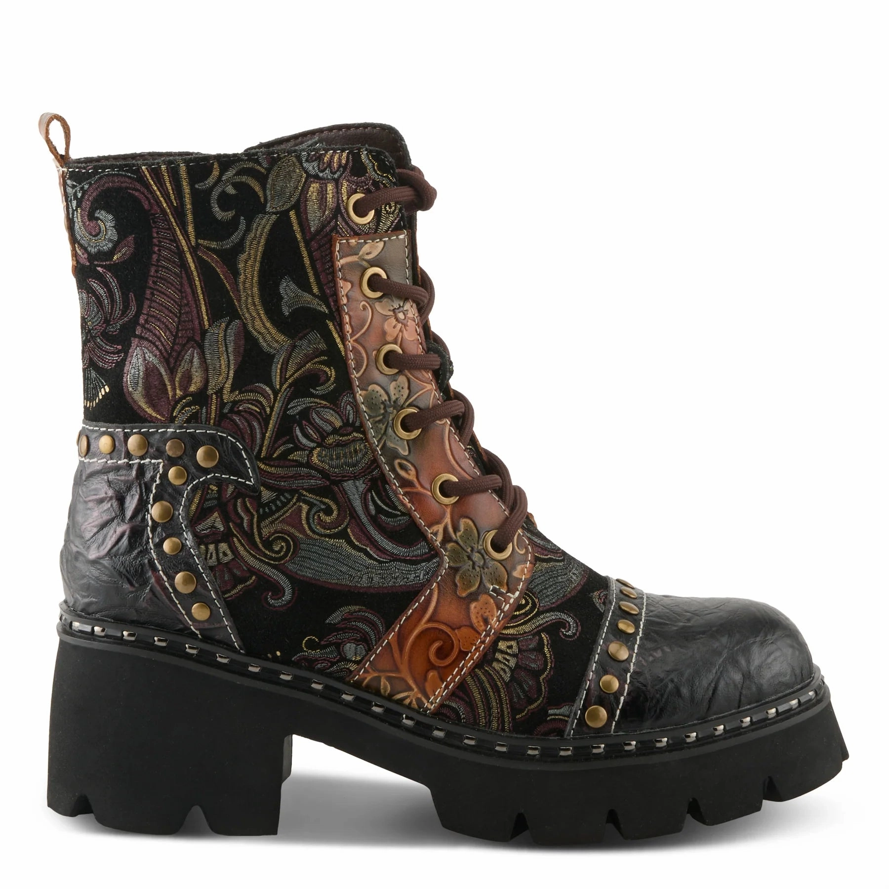 L'Artiste by Spring Step Women's Severity Boot - Brown Multi Laceless Combat Boots