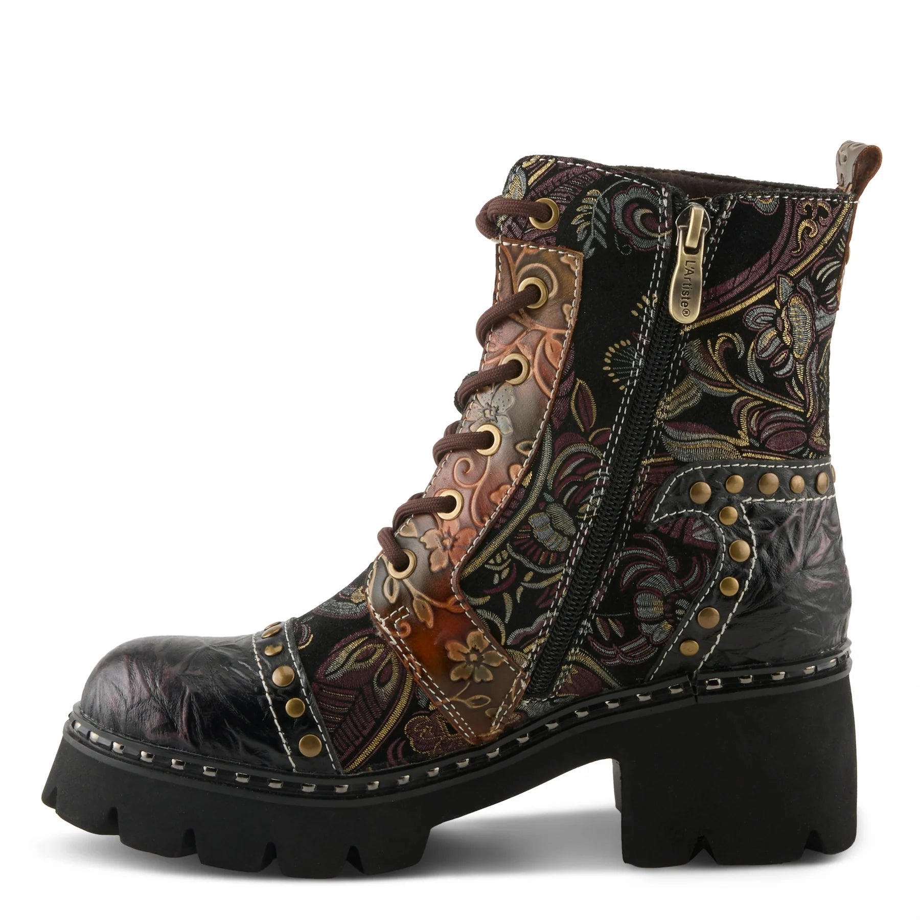 L'Artiste by Spring Step Women's Severity Boot - Brown Multi Foldable Combat Boots