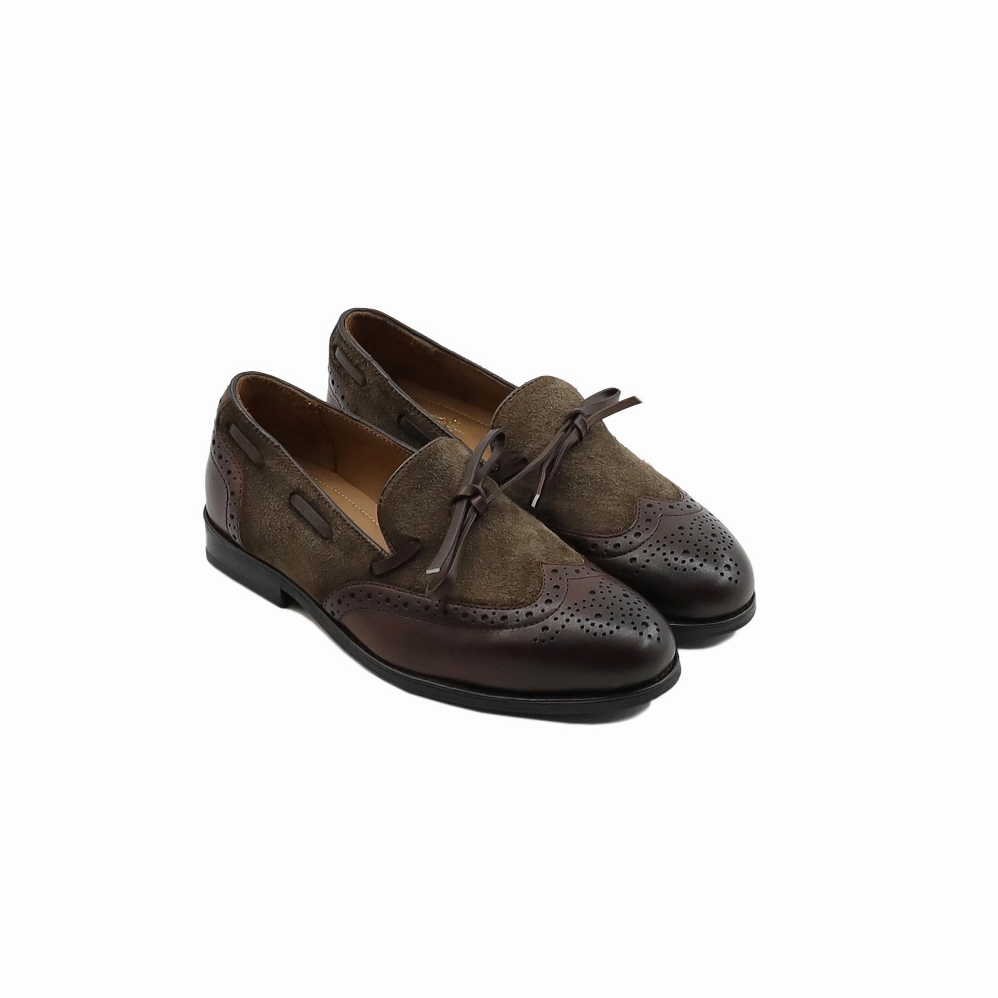 The Pearl Oxford Lansing -  Kid's Brown Calf Leather and Kid Suede Loafer (5-12 Years Old)
