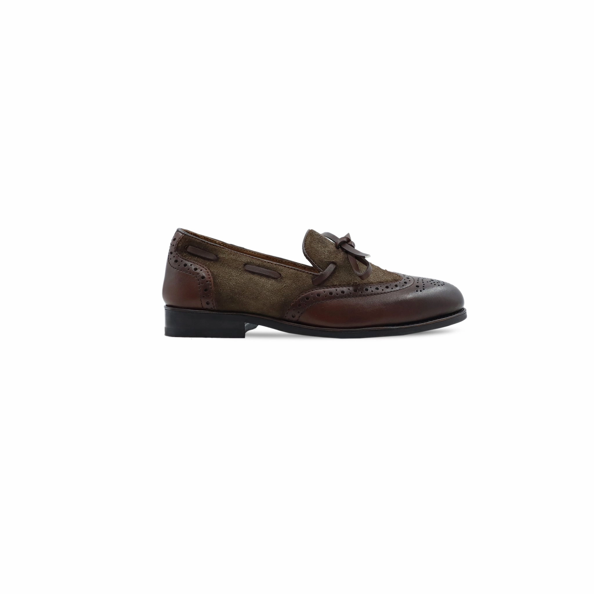 Target Oxford Shoes Lansing -  Kid's Brown Calf Leather and Kid Suede Loafer (5-12 Years Old)
