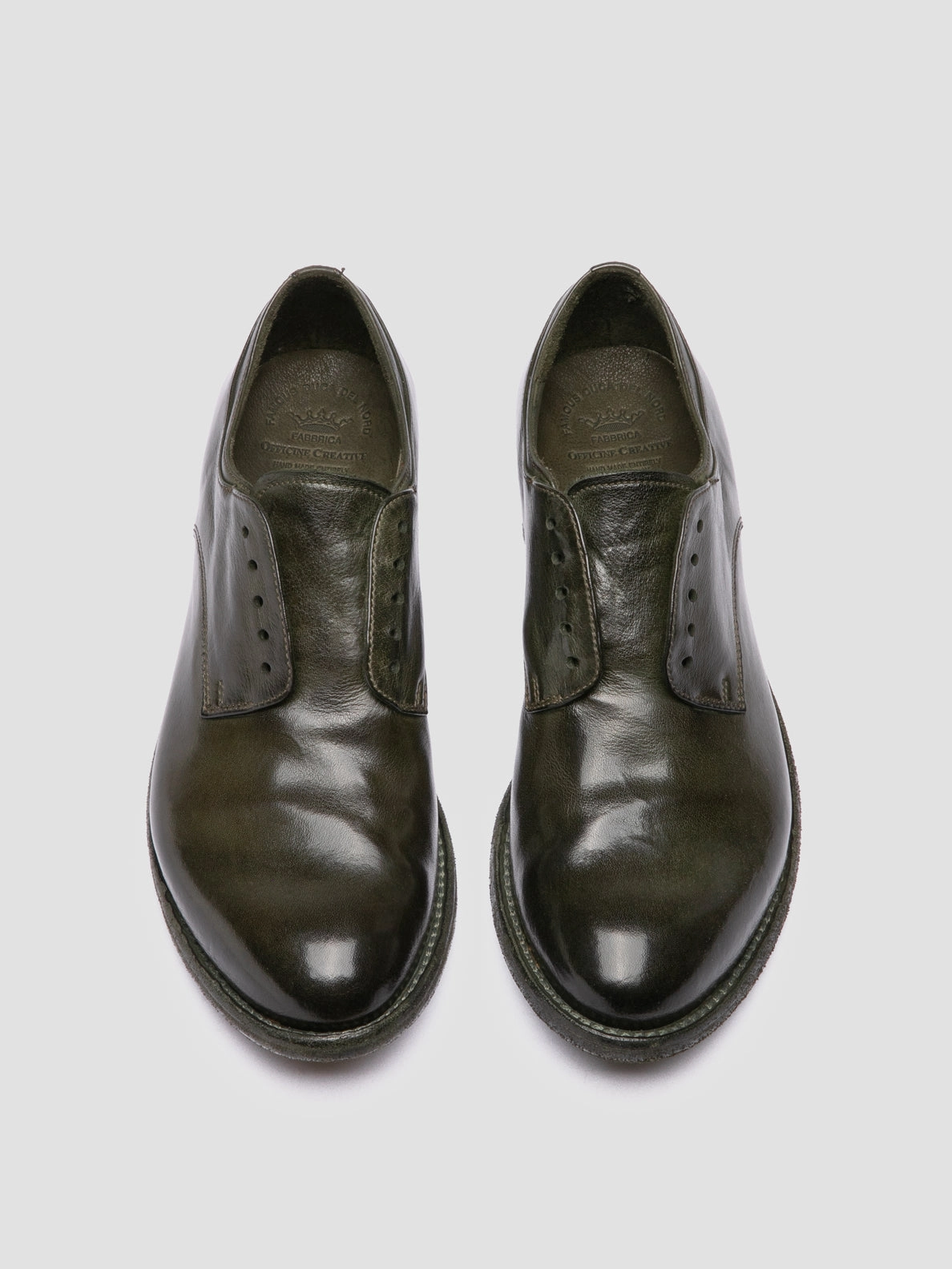 LEXIKON 012 - Dark Green Leather Derby Shoes Fancy Lace Up Shoes