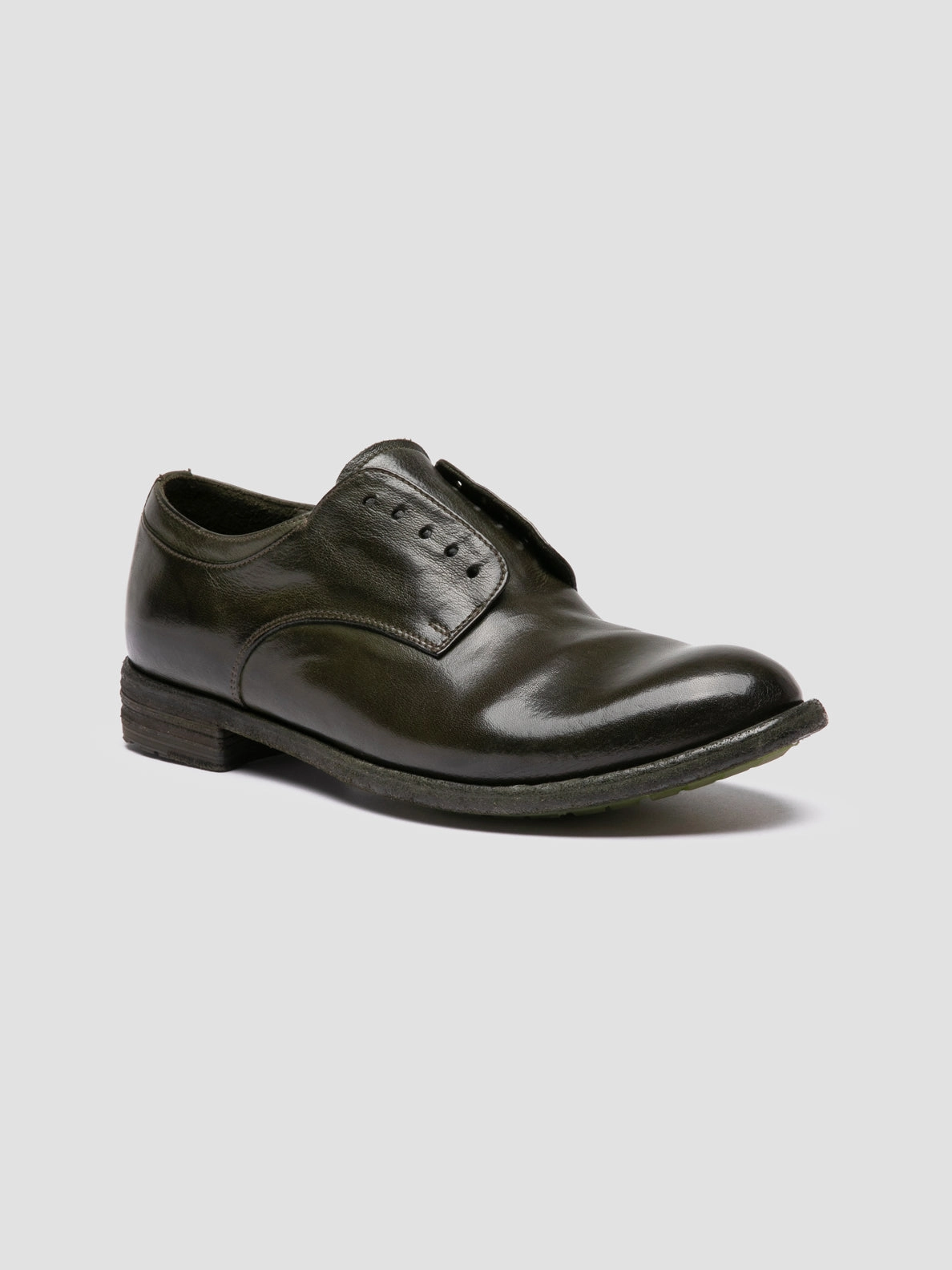 LEXIKON 012 - Dark Green Leather Derby Shoes Cap Toe Lace-up Shoes