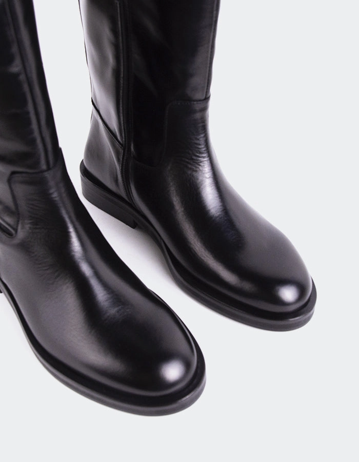 Lherma Black Leather Work Safety Boots