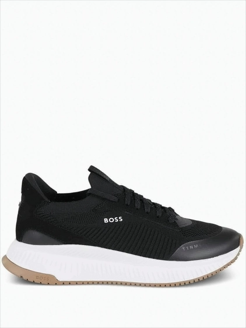 Sneakers Tabi Textured Knit Black Sneakers With Ridged Midsole