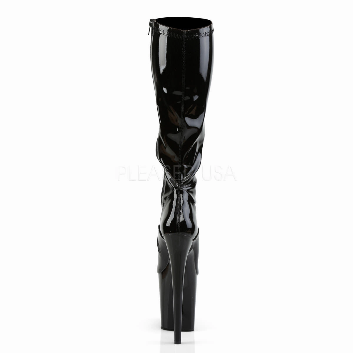 Pleaser FLAMINGO-2000 Black Stretch Pat Knee High Boots Thigh High Over Knee Boots