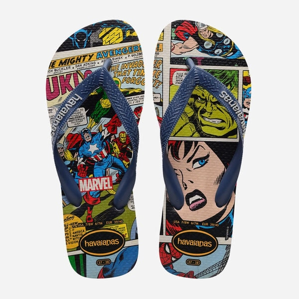 With Flip Flops HAVAIANAS TOP MARVEL CLASSICS - ICE GRAY.INDIGO BLUE