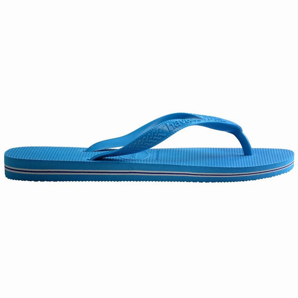 HAVAIANAS BRASIL - TURQUOISE.TURQUOISE Leather Fanning Flip Flops