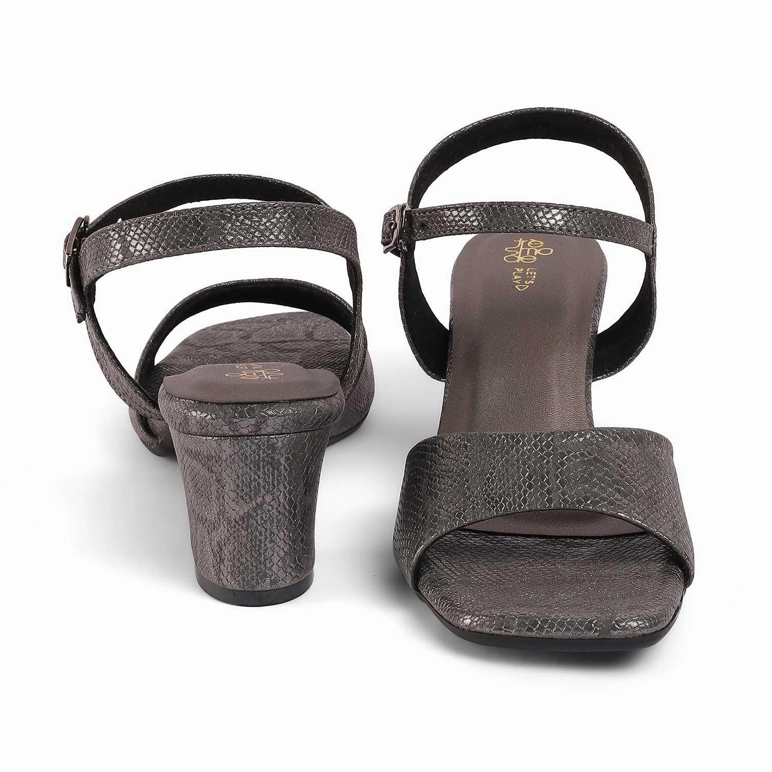 All Inclusive Resorts Tresmode Sanrep Pewter Women's Dress Block Heel Sandals