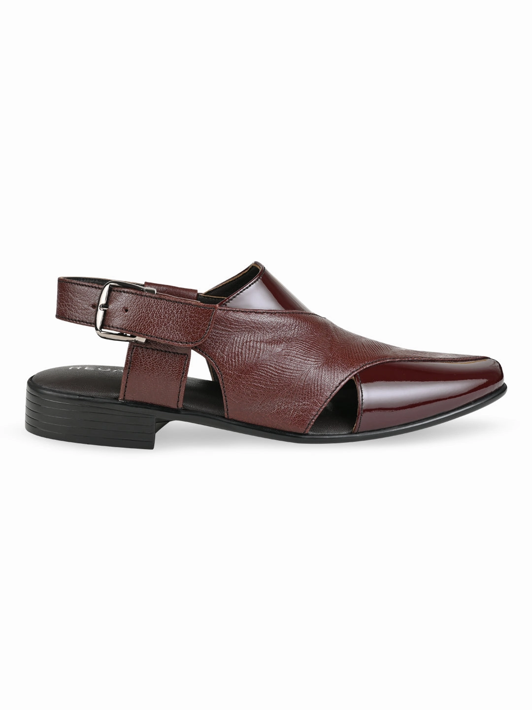 Regal Cherry Men Textured Leather Slip On Sandals Sandals Tie Up