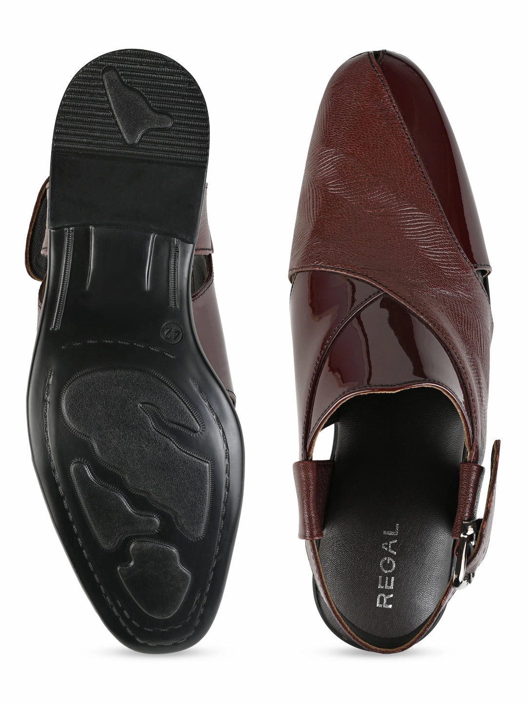 Regal Cherry Men Textured Leather Slip On Sandals Sandals Puma