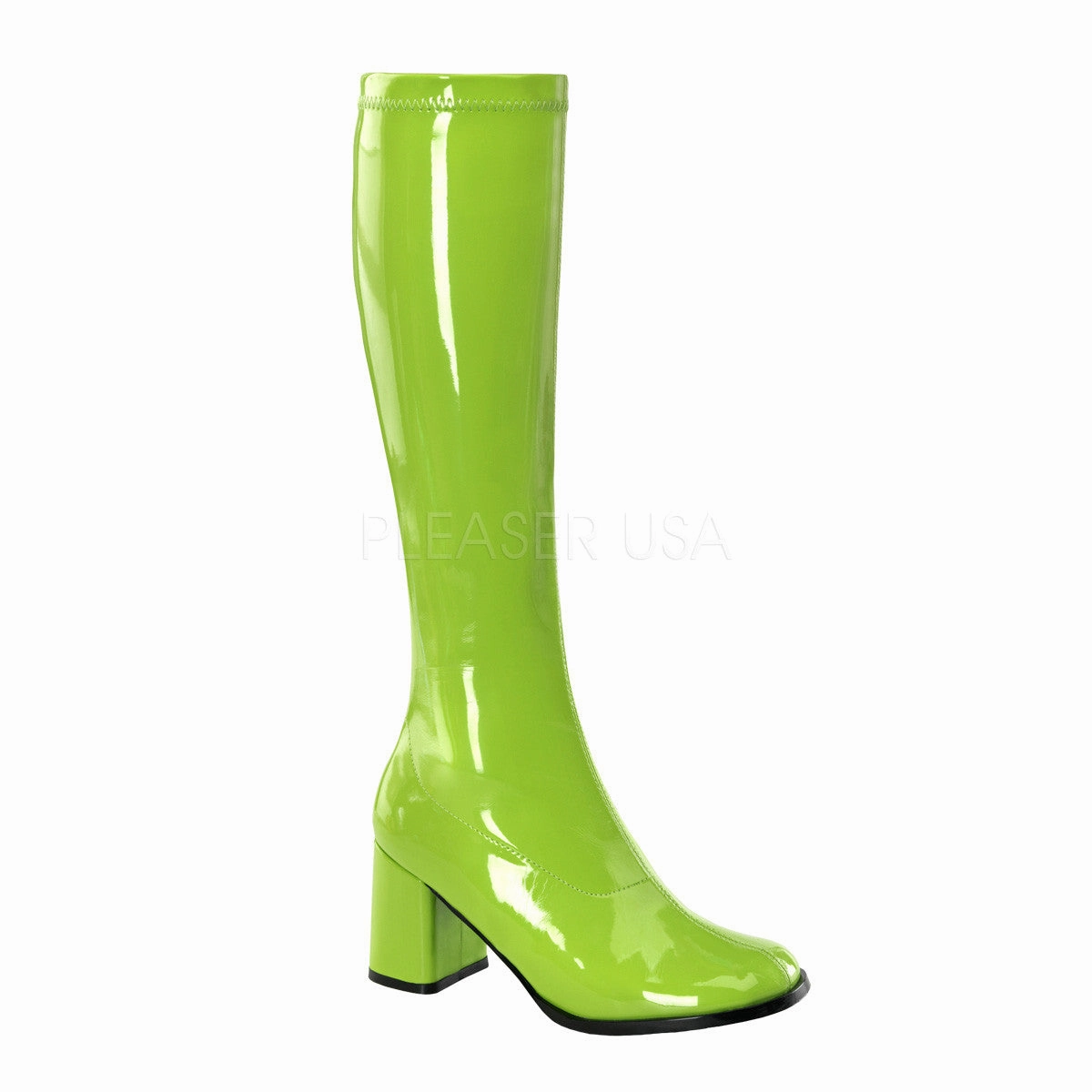 Faux Suede Knee High Boots Flat 3 Inch Heel GOGO-300 Lime Green Pat