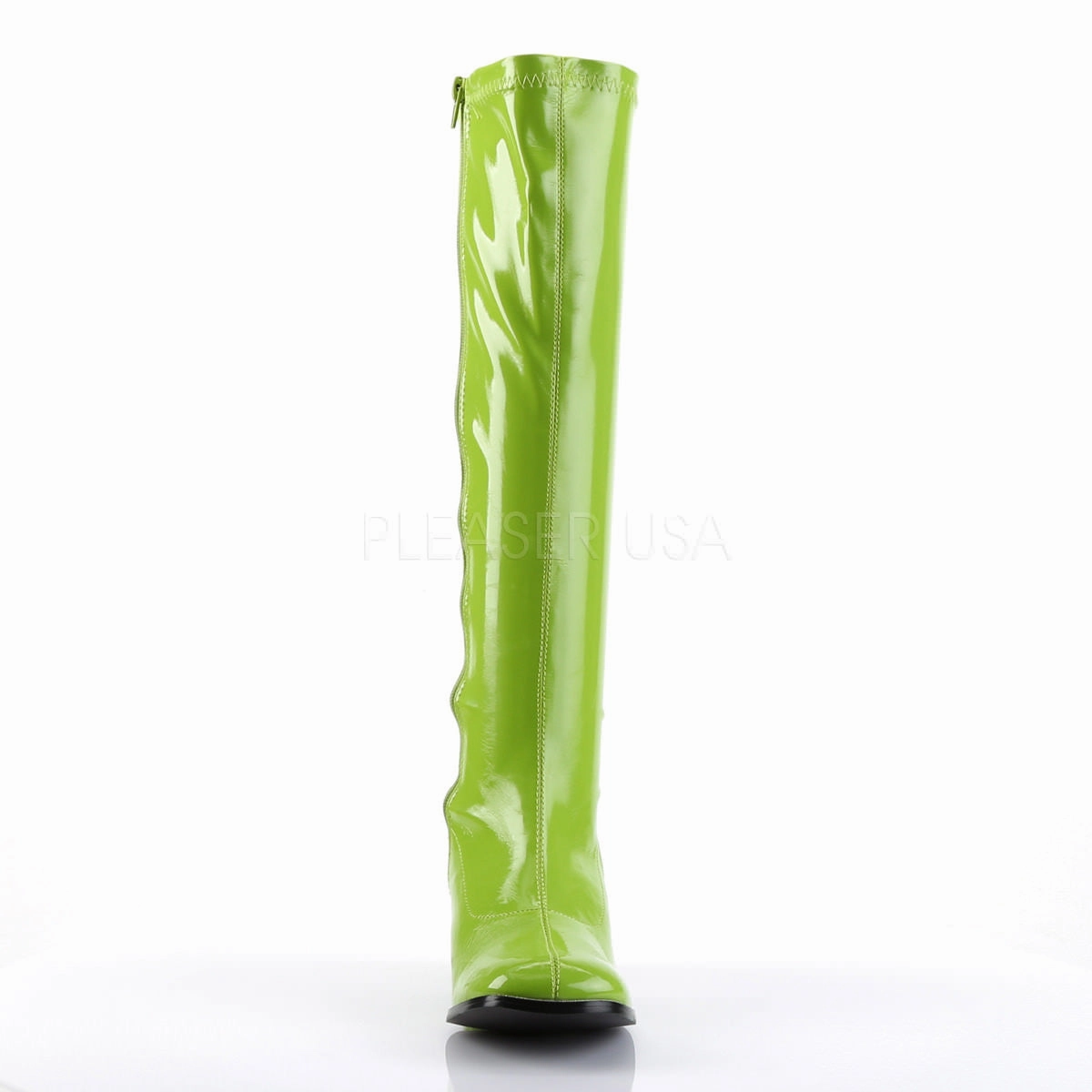 Over The Knee Suede High Heel Boots 3 Inch Heel GOGO-300 Lime Green Pat