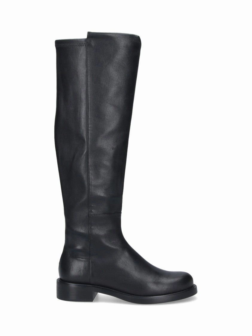 Mid-Calf Boots With Smooth Finish And Rounded Toe Lace Ankle Boots