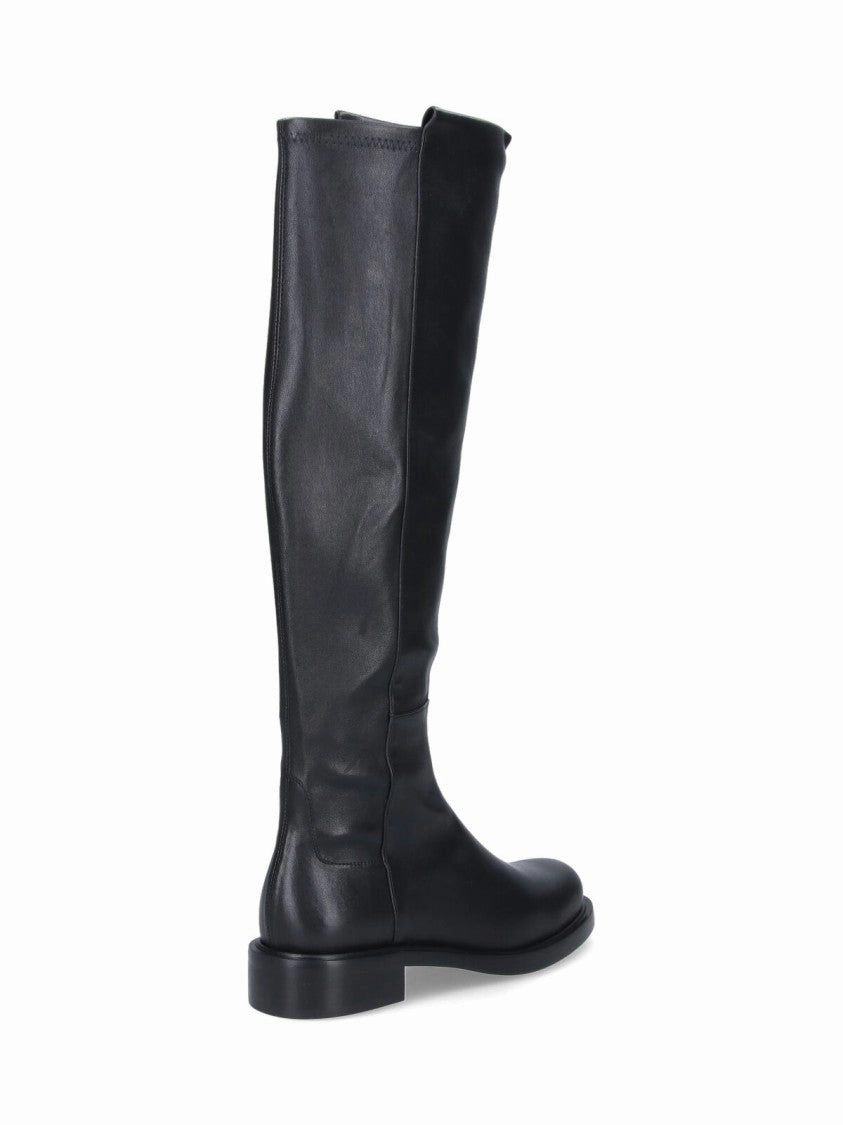 Boots And Belts Mid-Calf Boots With Smooth Finish And Rounded Toe